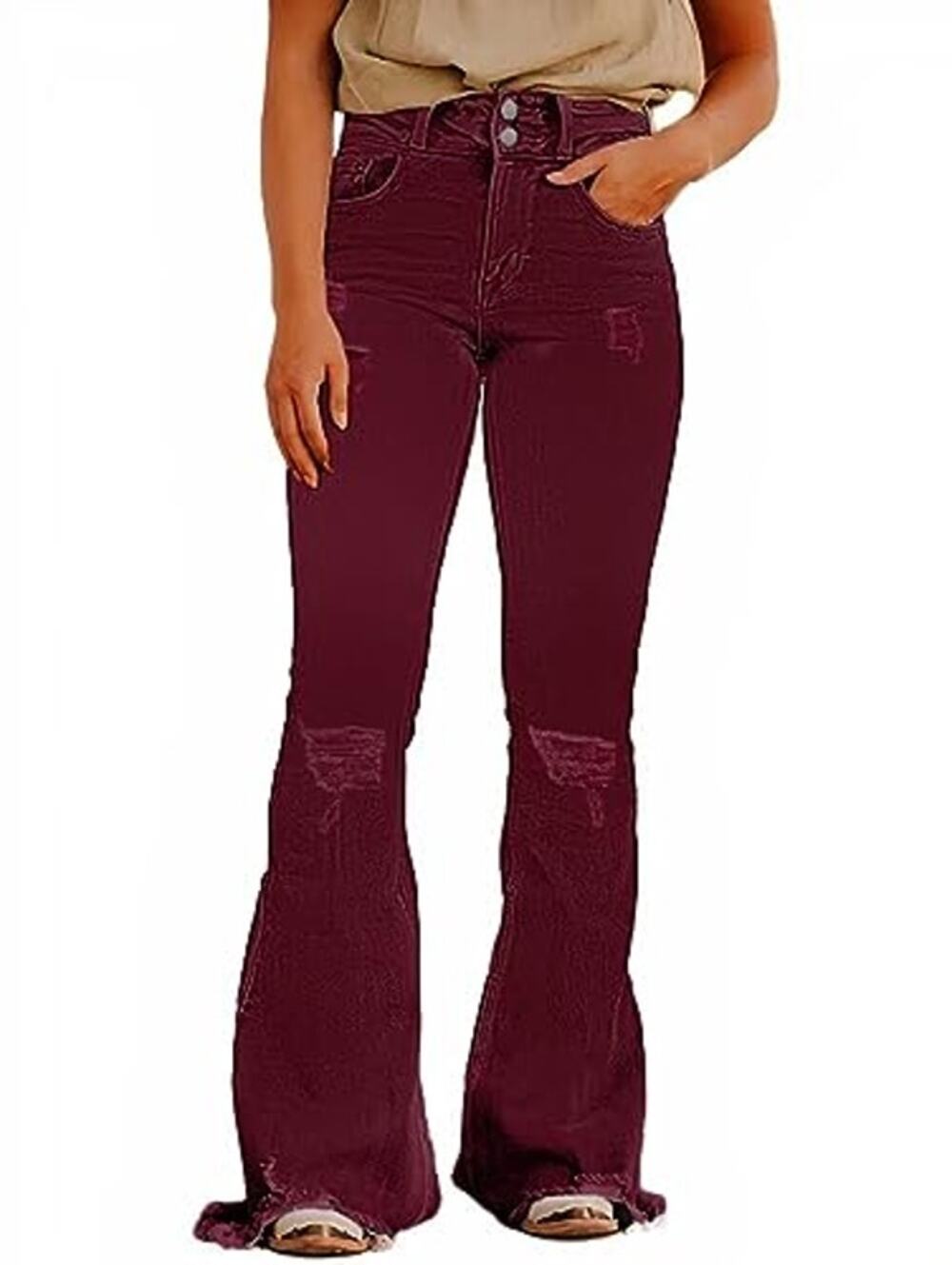 NWT Flamingals Raw Hem High-Rise Bell Bottom Jeans Women's Medium
